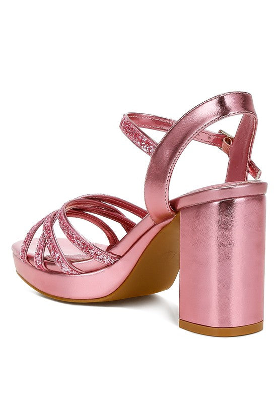 Sparks Fly Glitter Strappy Block Sandals - Tigbul's Variety Fashion Shop