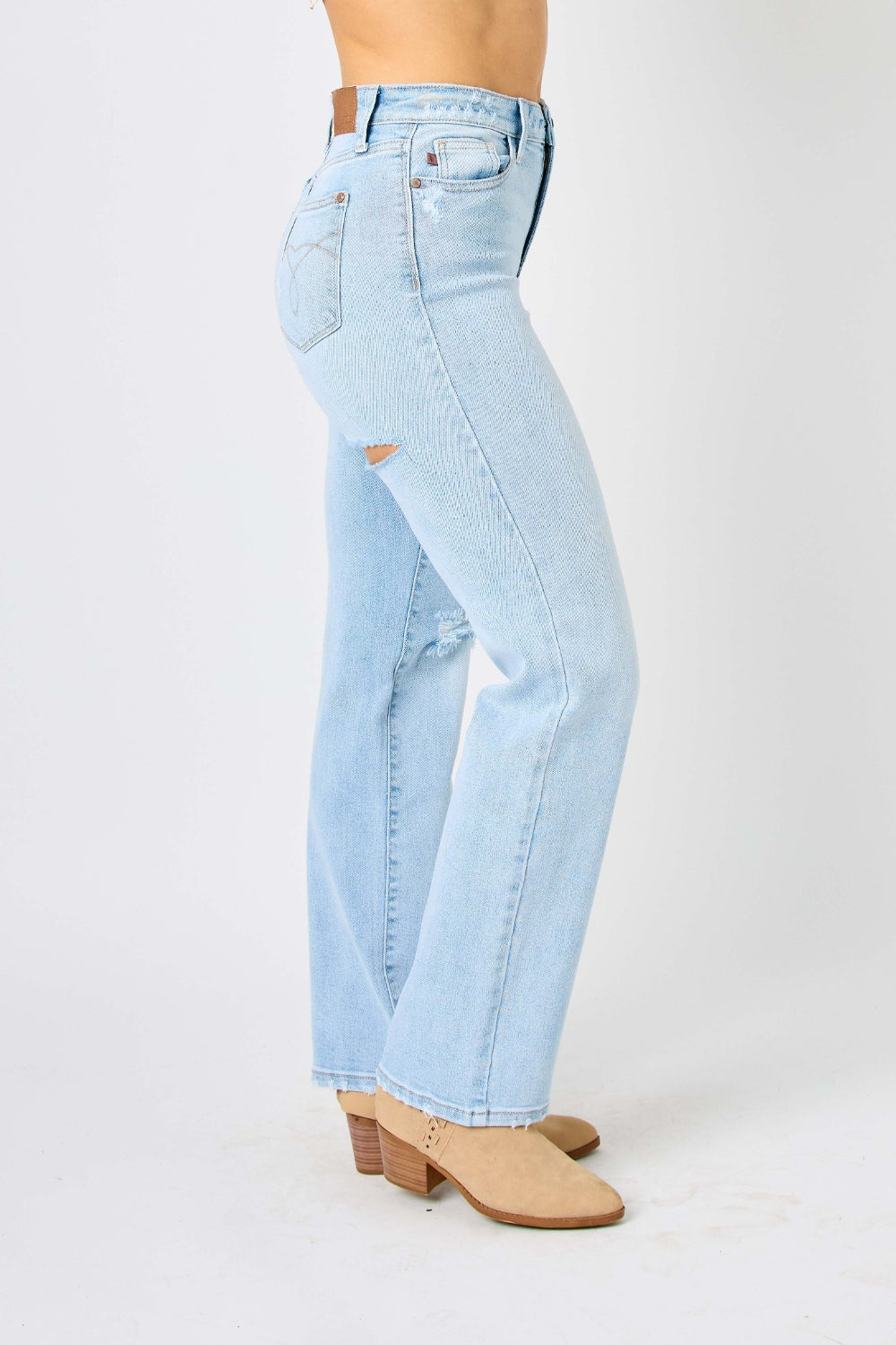 Judy Blue Full Size High Waist Distressed Straight Jeans - Tigbul's Variety Fashion Shop