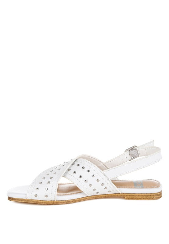 Calluna Stud Embellished Buckled Flats - Tigbul's Variety Fashion Shop