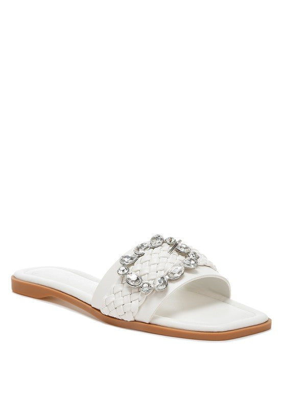 Hazbin Diamante Flat Sandals - Tigbul's Variety Fashion Shop