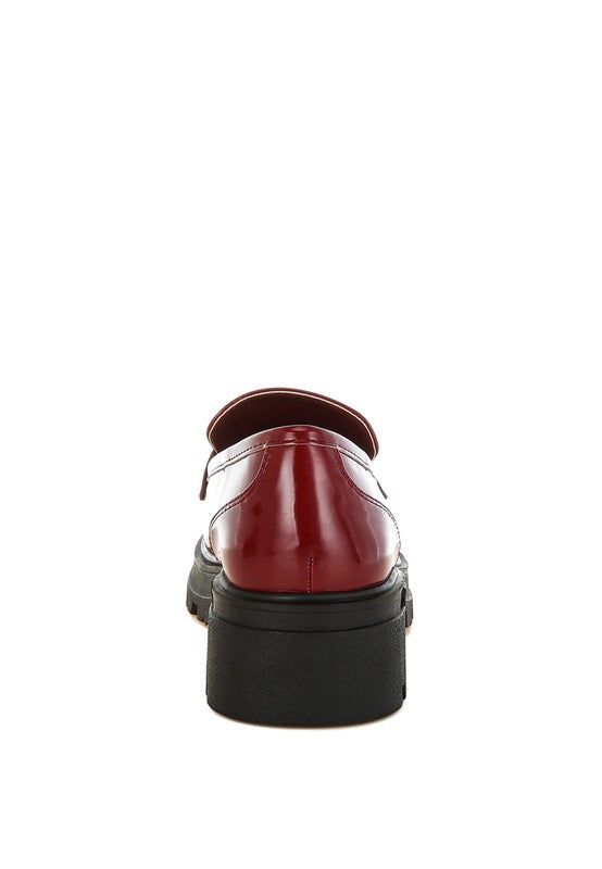 Gleam Stride Faux Leather Chunky Loafers - Tigbul's Variety Fashion Shop