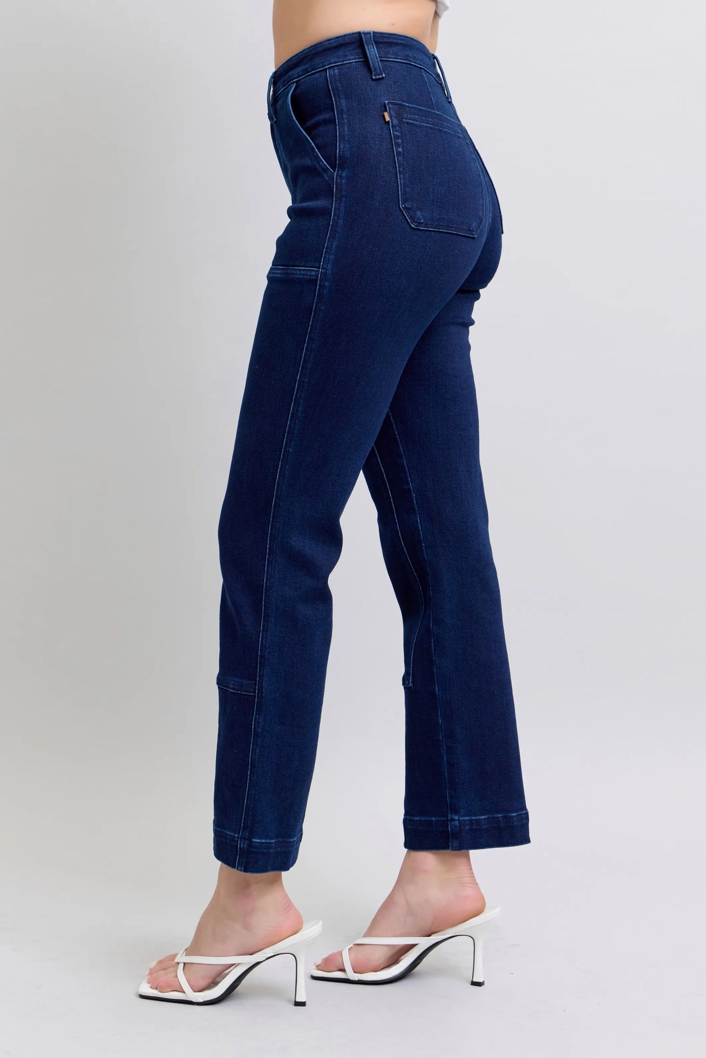 Judy Blue Full Size Hw Work Wear Knee Patch Straight Jeans Plus Size - Tigbul's Variety Fashion Shop