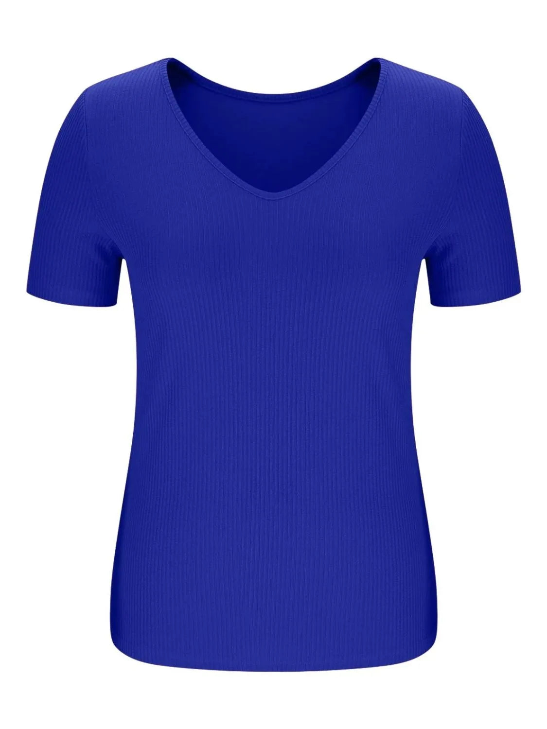 Solid V-Neck Short Sleeve T-Shirt - Tigbul's Variety Fashion Shop