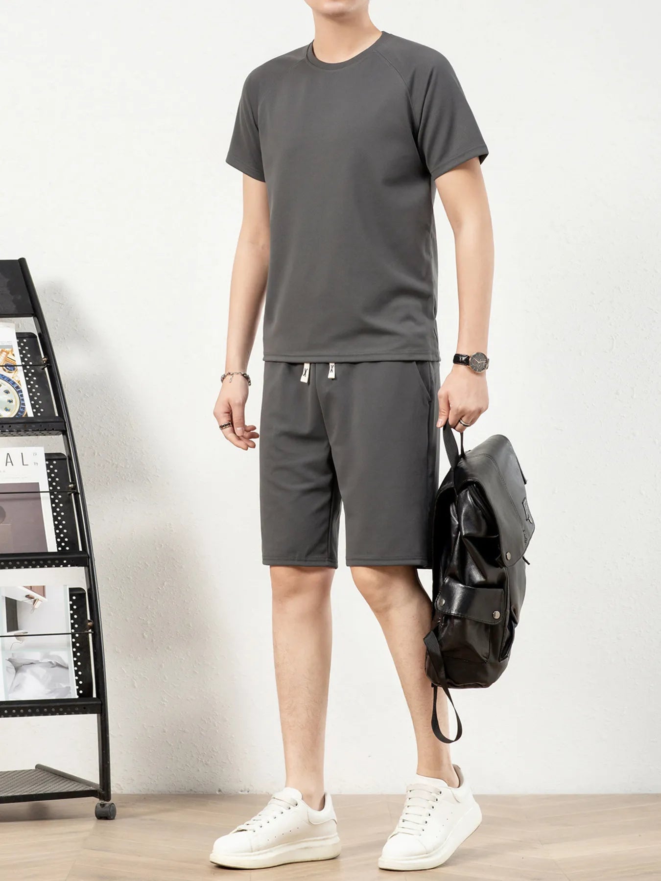 Men's Plus Size Short Sleeve Top and Shorts Set - Tigbul's Variety Fashion Shop