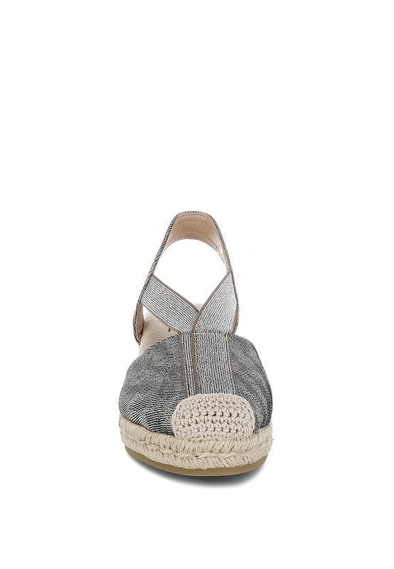 Port Side Metallic Woven Espadrille Wedges - Tigbul's Variety Fashion Shop