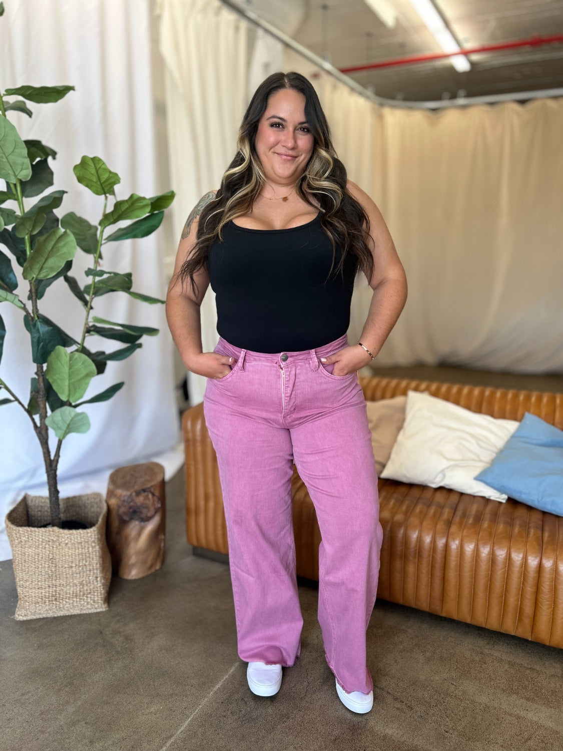 RFM Full Size High Rise Garment Dye Wide Leg Jeans - Tigbul's Variety Fashion Shop