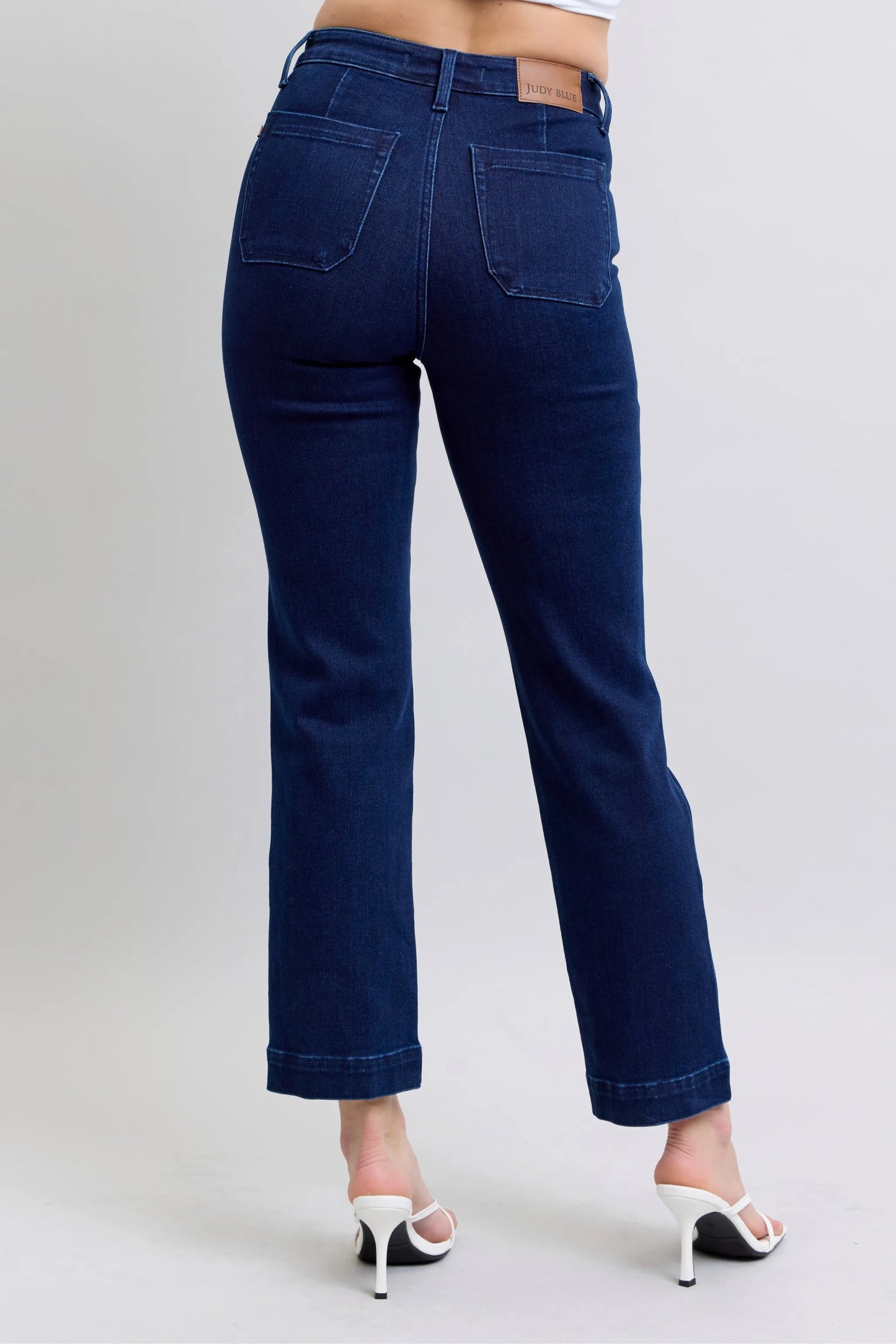 Judy Blue Full Size Hw Work Wear Knee Patch Straight Jeans Plus Size - Tigbul's Variety Fashion Shop