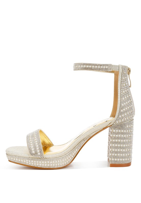 Mejuri Rhinestones And Pearl Embellished Sandals - Tigbul's Variety Fashion Shop