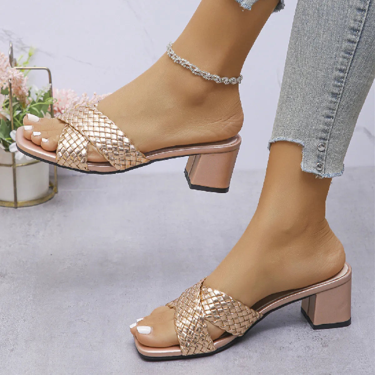Crisscross Block Heels Sandals - Tigbul's Variety Fashion Shop