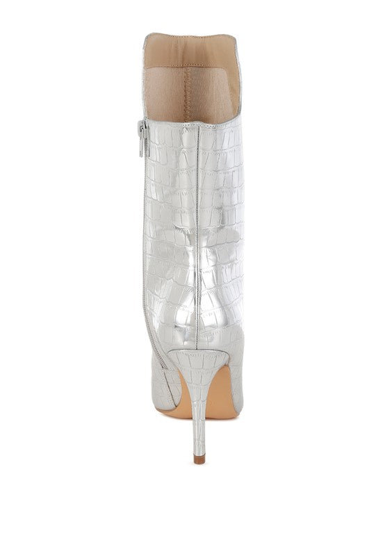 Kultrus Croco Stiletto Heel Mid-Calf Boots - Tigbul's Variety Fashion Shop