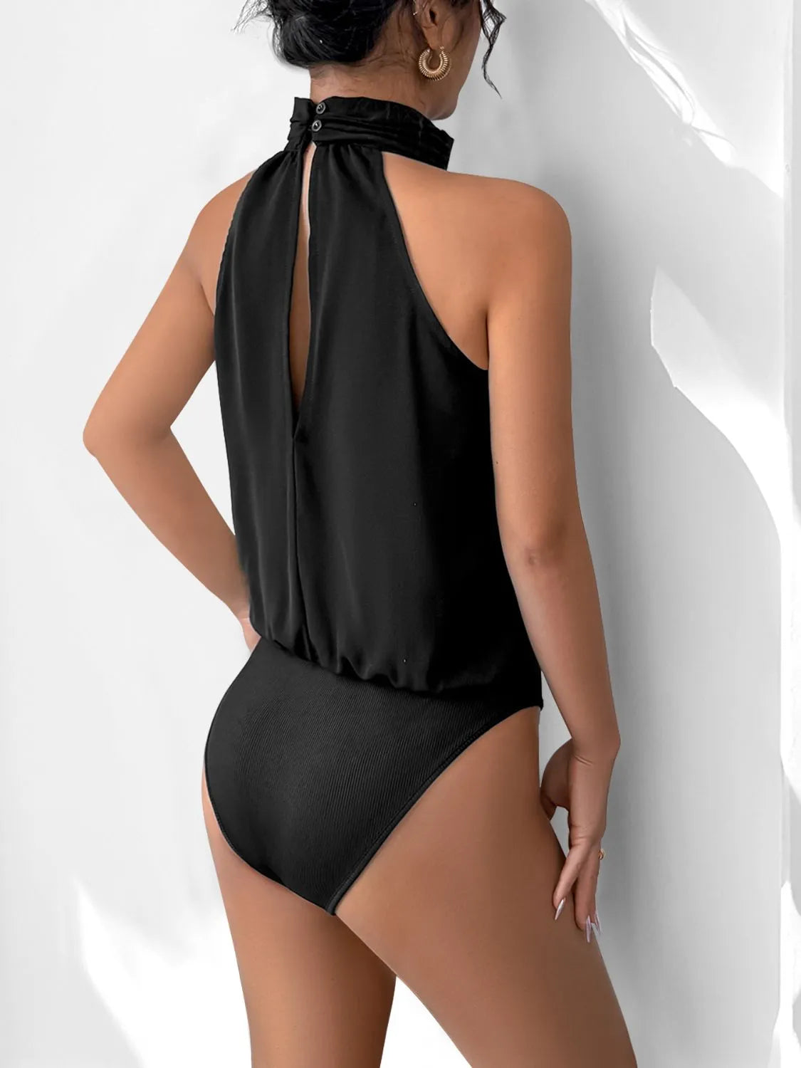 3D Flower Grecian Neck Bodysuit - Tigbul's Variety Fashion Shop