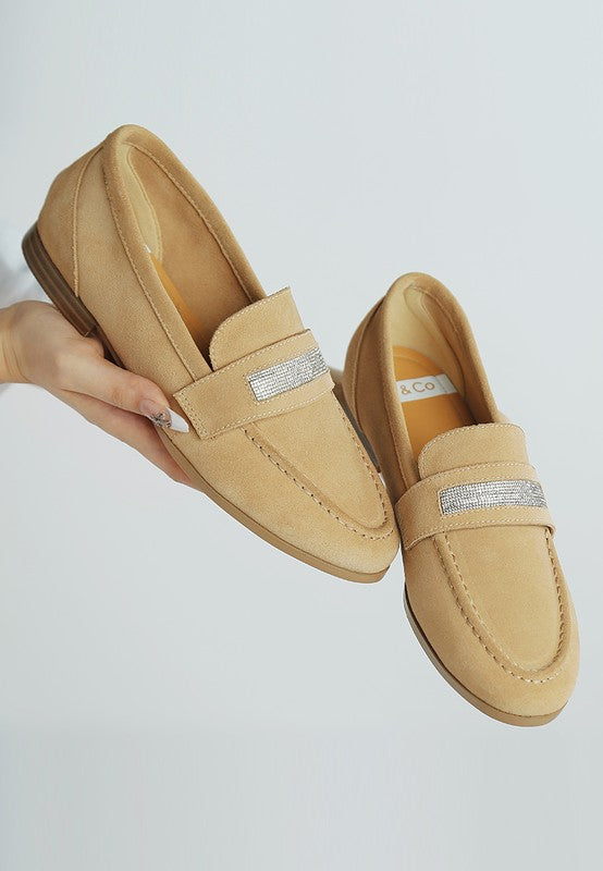 New Ode Rhinestone Penny Strap Loafers Loafers - Tigbul's Variety Fashion Shop