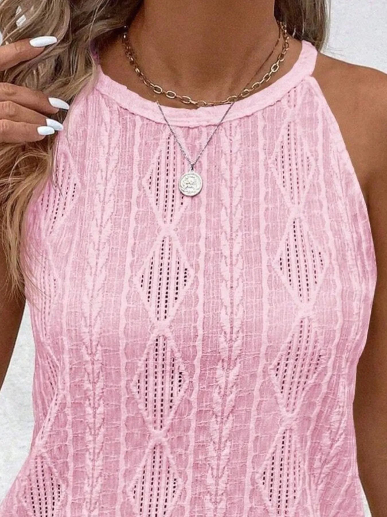 Textured Round Neck Tank - Tigbul's Variety Fashion Shop