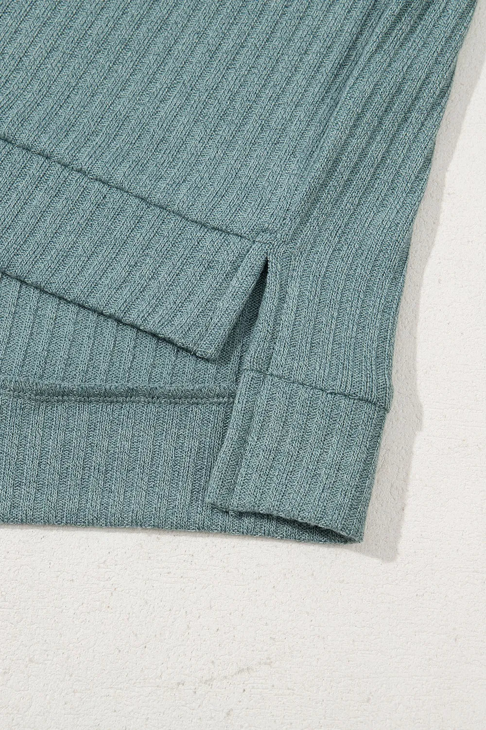 Blue Oversized Ribbed Knit V Neck Dolman Short Sleeve Top - Tigbul's Variety Fashion Shop