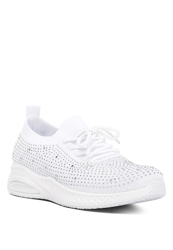Elizha Stud Embellished Lace Up Sneakers - Tigbul's Variety Fashion Shop