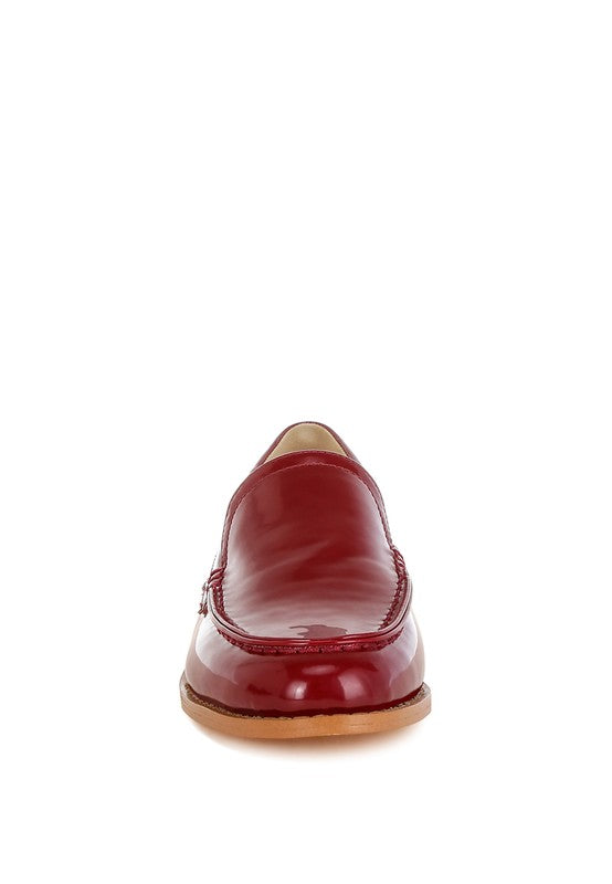 Corleone Pleather Stacked Heel Loafers - Tigbul's Variety Fashion Shop