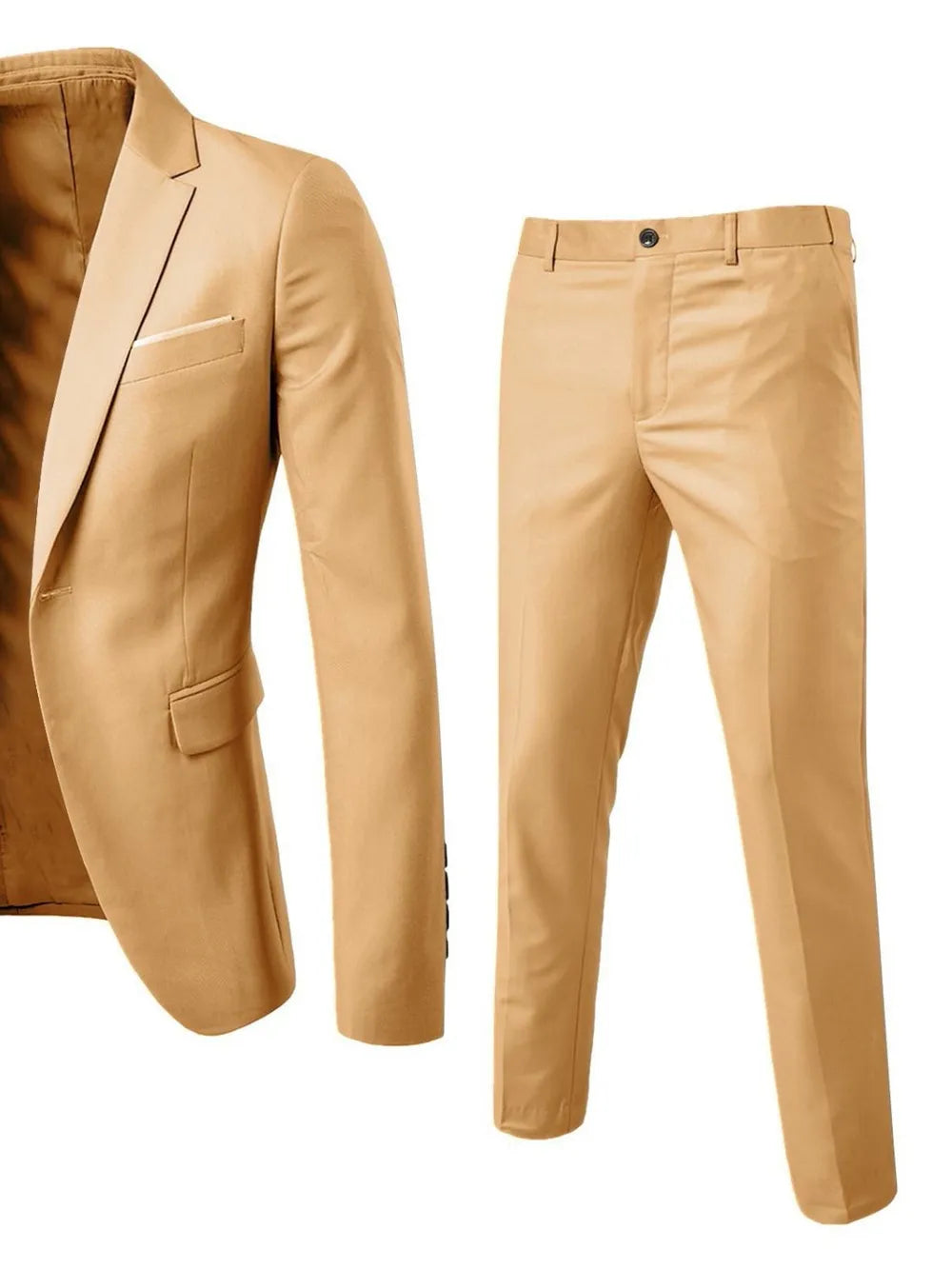 Men's Full Size Slim Fit One Button Top and Pants Two-Piece Blazer Set Plus Size - Tigbul's Variety Fashion Shop