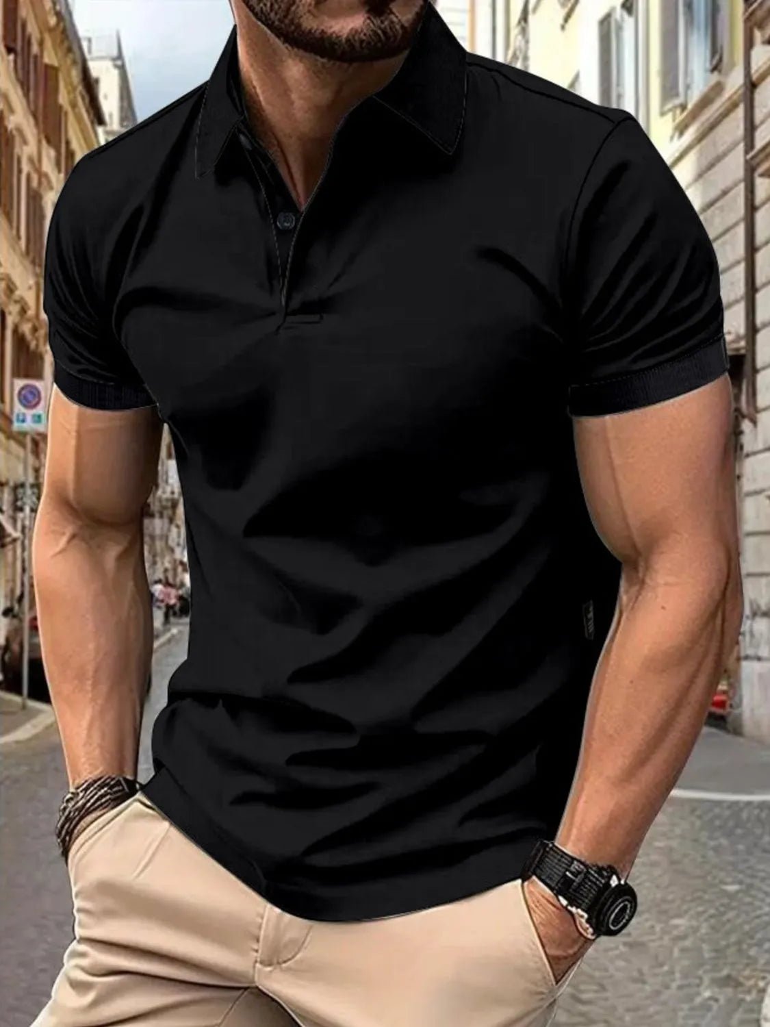 Men's Full Size Button Detail Short Sleeve Polo Plus Size - Tigbul's Variety Fashion Shop
