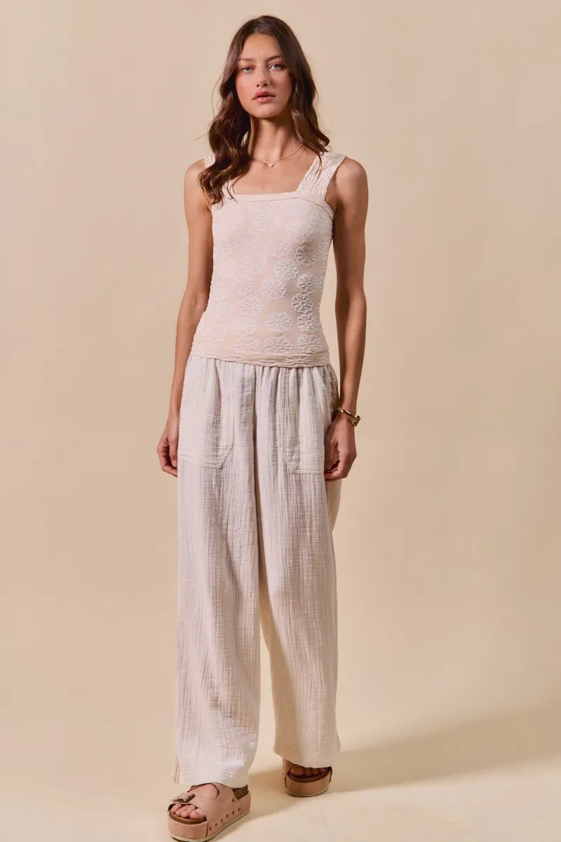 Two Tone Floral Seamless Tank Top - Tigbul's Variety Fashion Shop