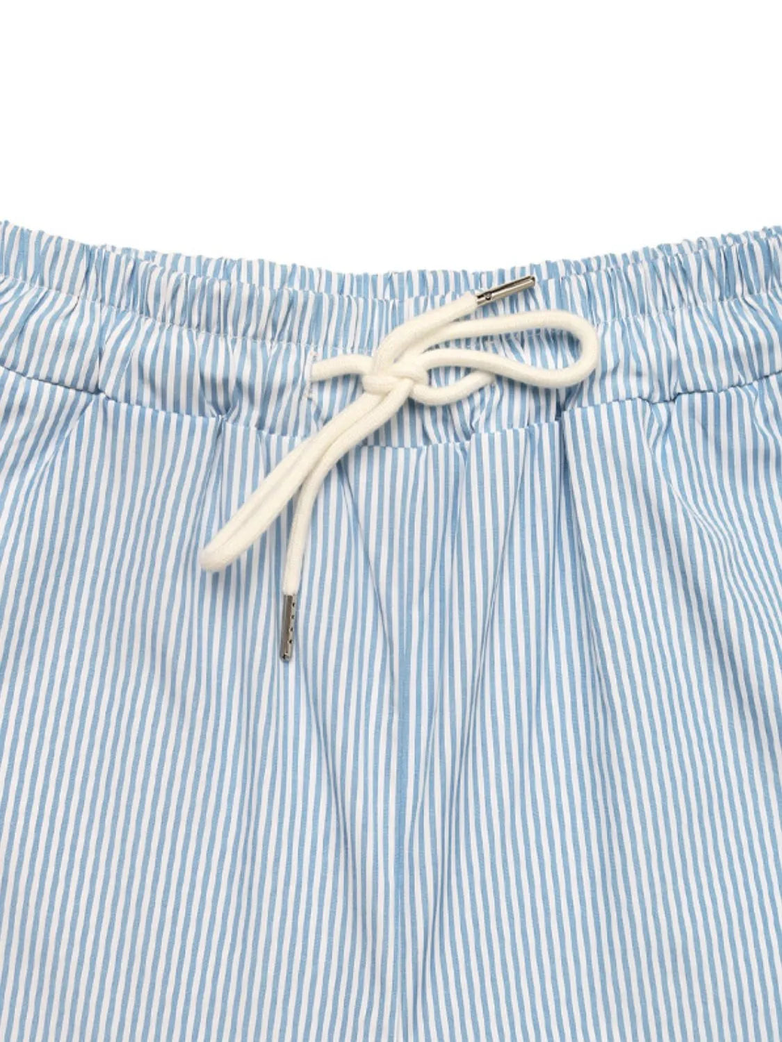 Blue Drawstring Striped Wide Leg Cargo Pants - Tigbul's Variety Fashion Shop