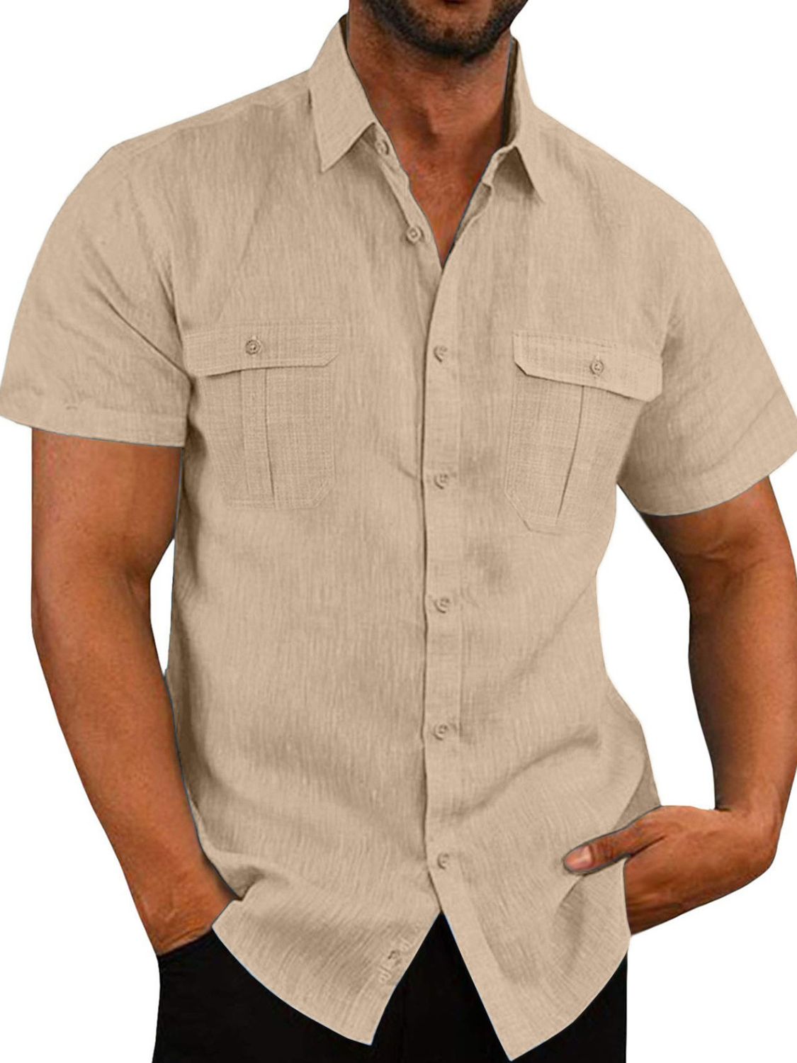Men's Plus Size Collared Neck Short Sleeve Shirt - Tigbul's Variety Fashion Shop