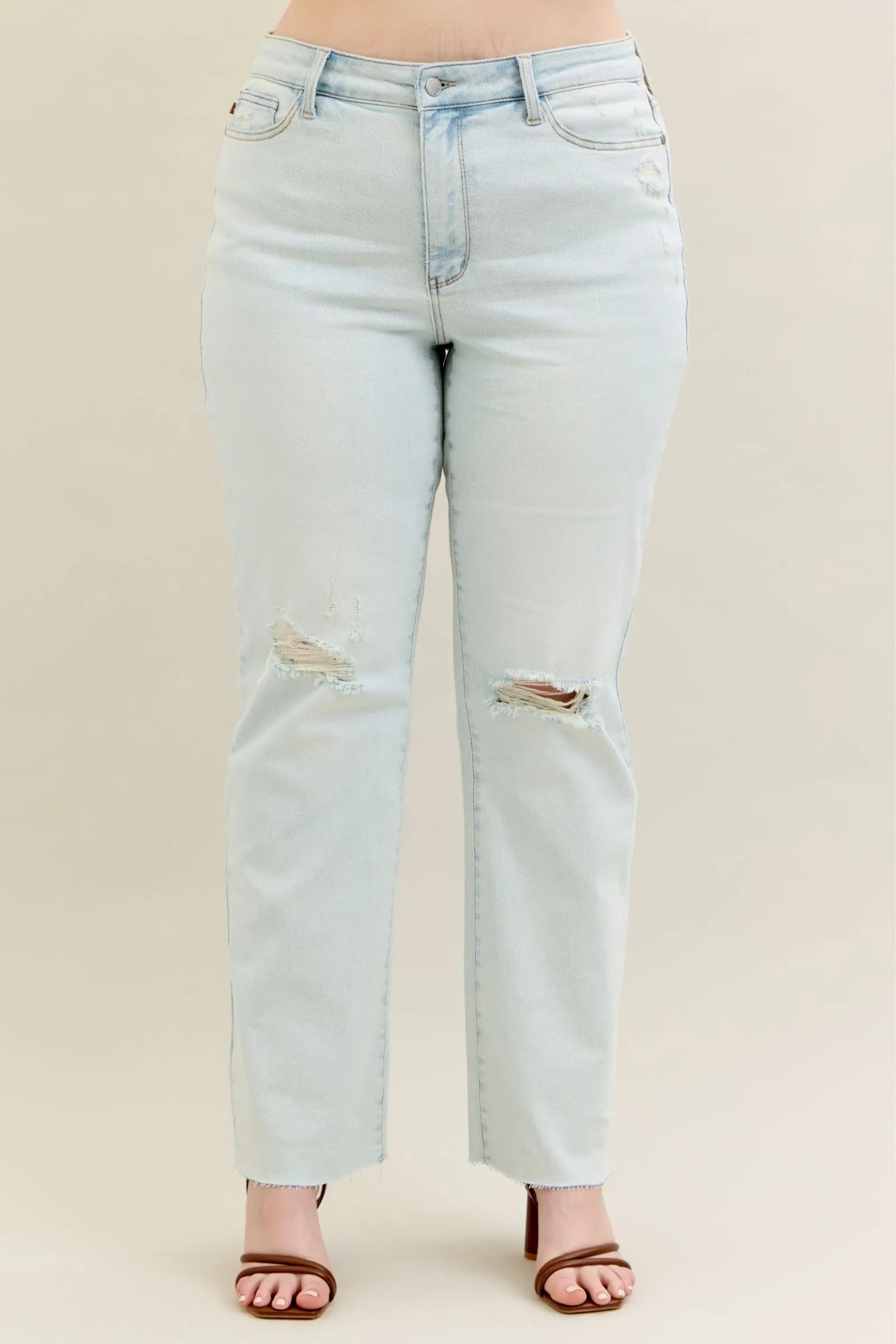 Judy Blue Full Size Destroy & Fray Hem Bootcut Jeans Plus Size - Tigbul's Variety Fashion Shop