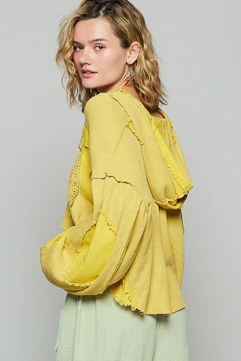 POL Raw Hem Cropped Hooded Jacket - Tigbul's Variety Fashion Shop