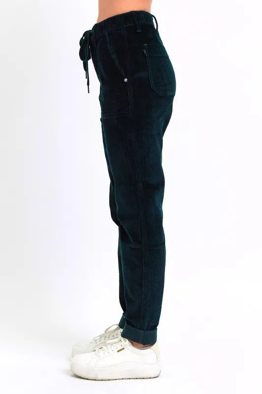 Judy Blue Green High Waist Corduroy Cuffed Jogger Plus Size - Tigbul's Variety Fashion Shop