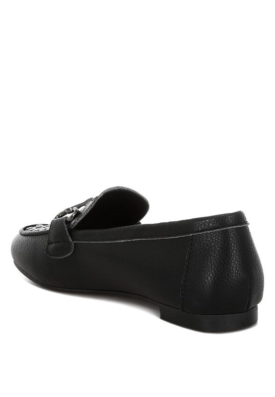 Modaha Horsebit & Embellished Real Black Leather Loafers - Tigbul's Variety Fashion Shop