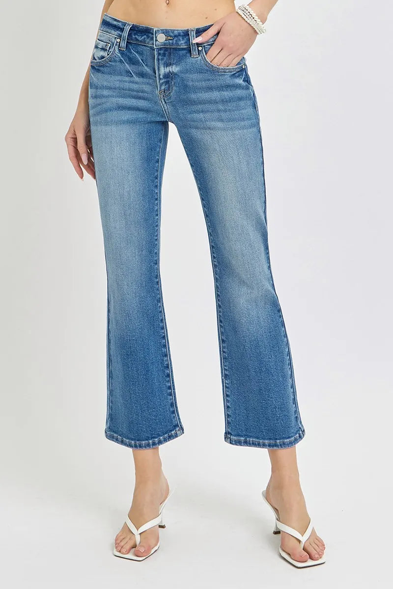 RISEN Full Size Low Rise Crop Flare Jeans Plus Size - Tigbul's Variety Fashion Shop