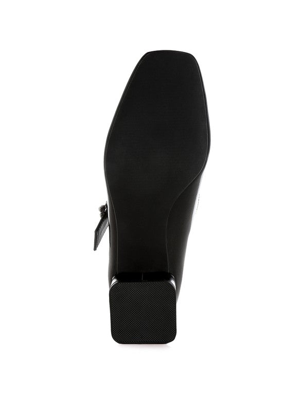Abeba Diamante Brooch Metallic Mary Jane Pumps - Tigbul's Variety Fashion Shop