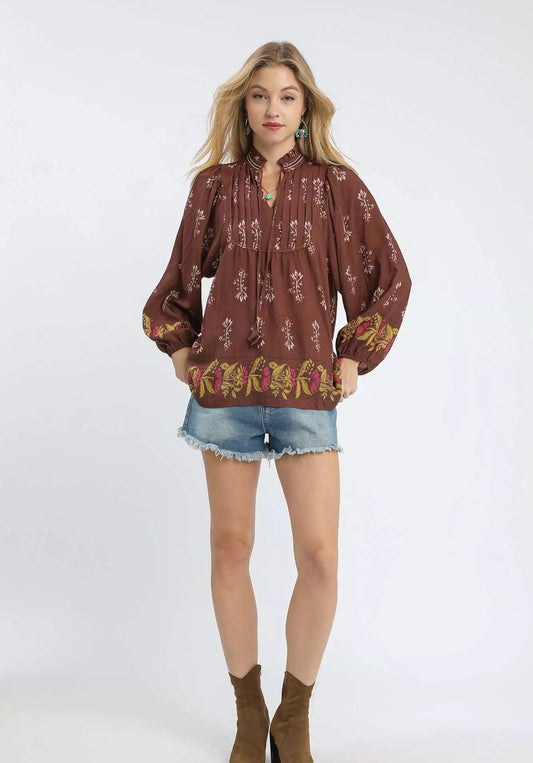 Floral Boho Peasant Blouse - Tigbul's Variety Fashion Shop