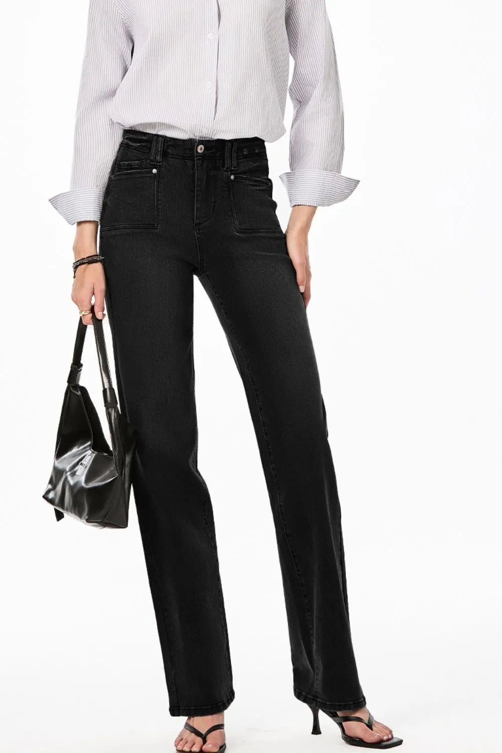 High-Waisted Wide-Leg Vintage Wash Jeans - Tigbul's Variety Fashion Shop