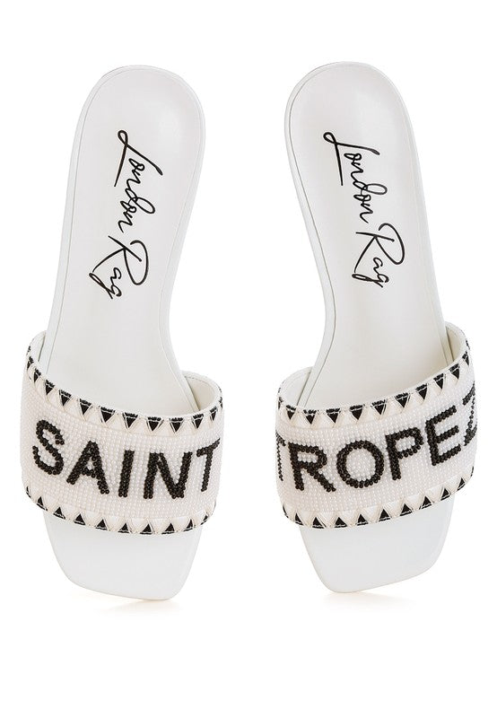 Poshta Saint Tropez Beaded Slip-On Heels - Tigbul's Variety Fashion Shop