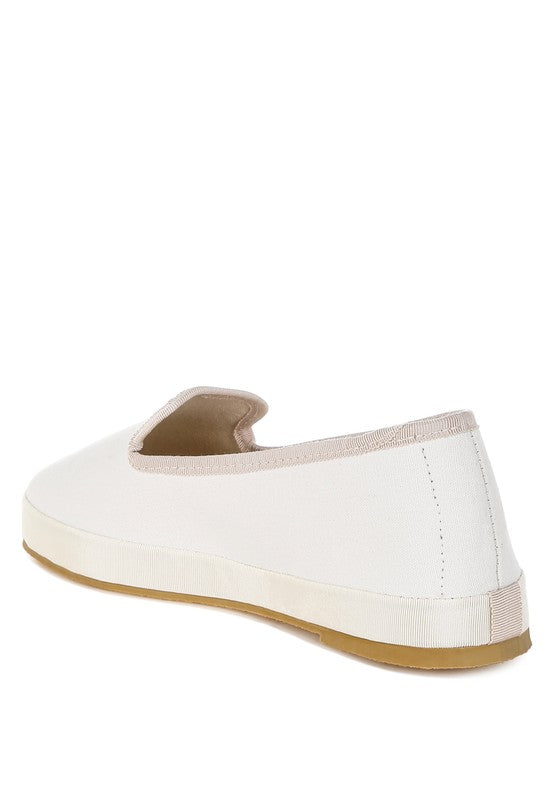 Moshka Round Toe Canvas Slip-On Loafers - Tigbul's Variety Fashion Shop