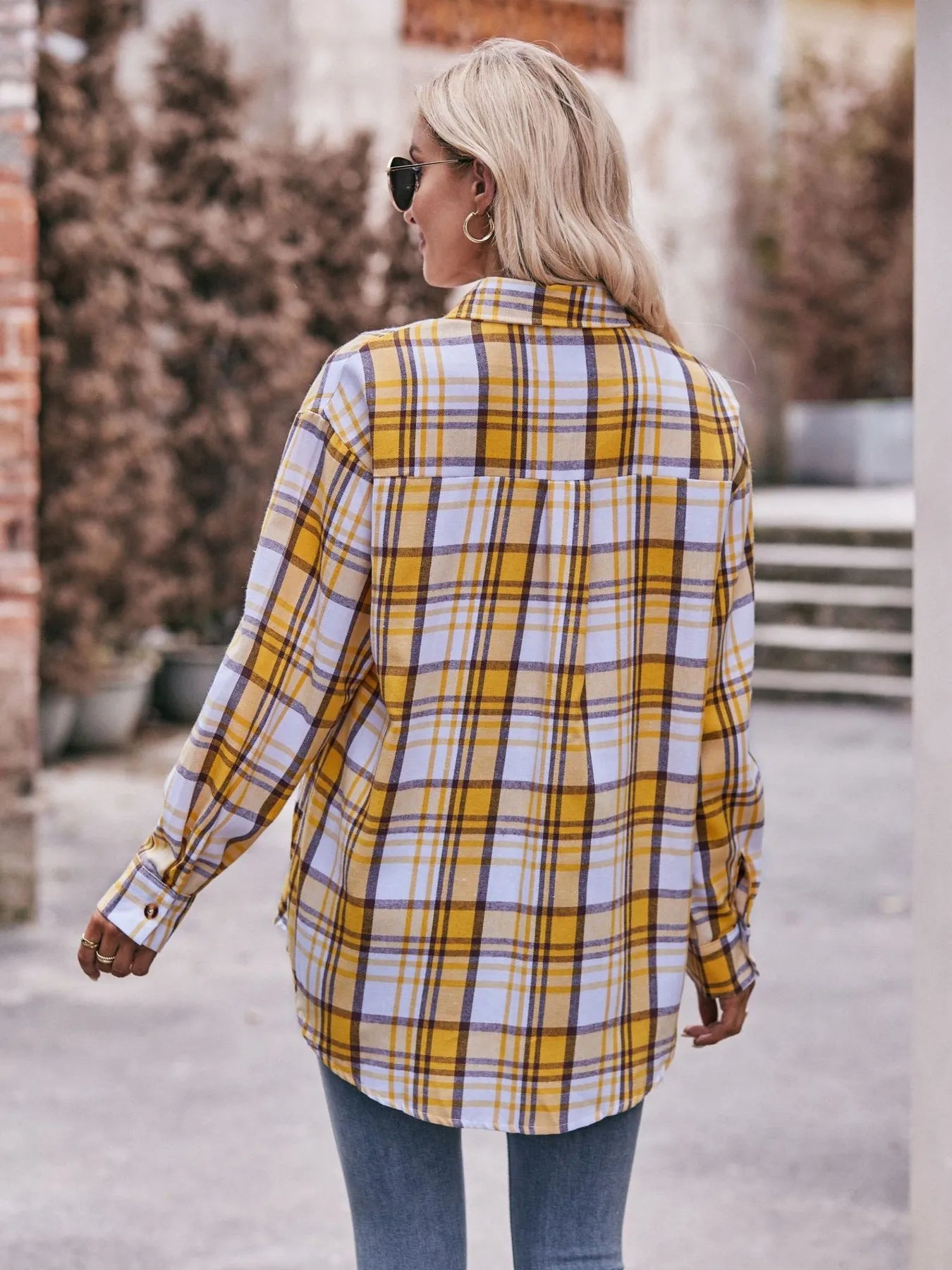Plaid Button-Down Long Sleeve Shirt - Tigbul's Variety Fashion Shop