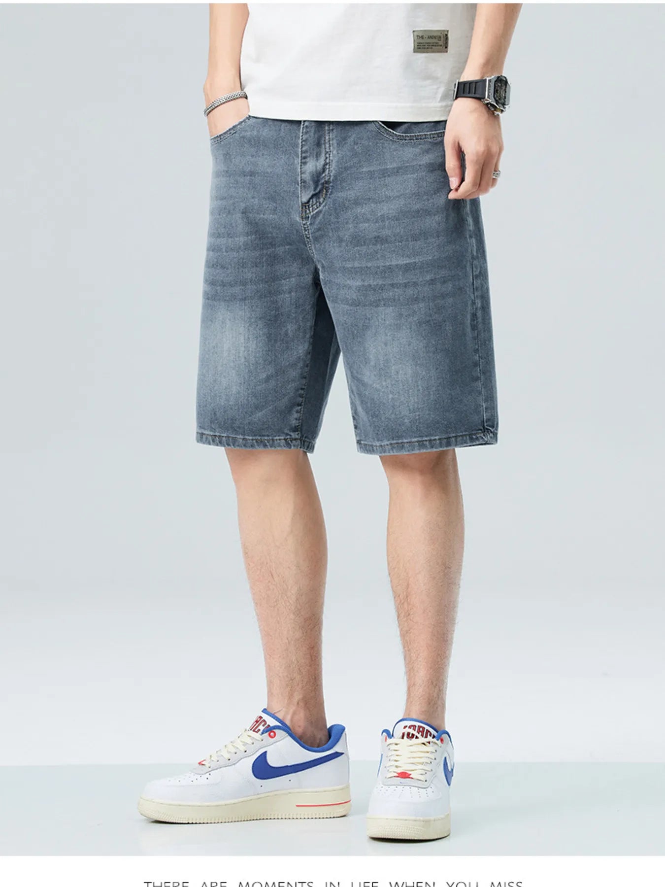 Men's Washed Denim Shorts with Pockets - Tigbul's Variety Fashion Shop
