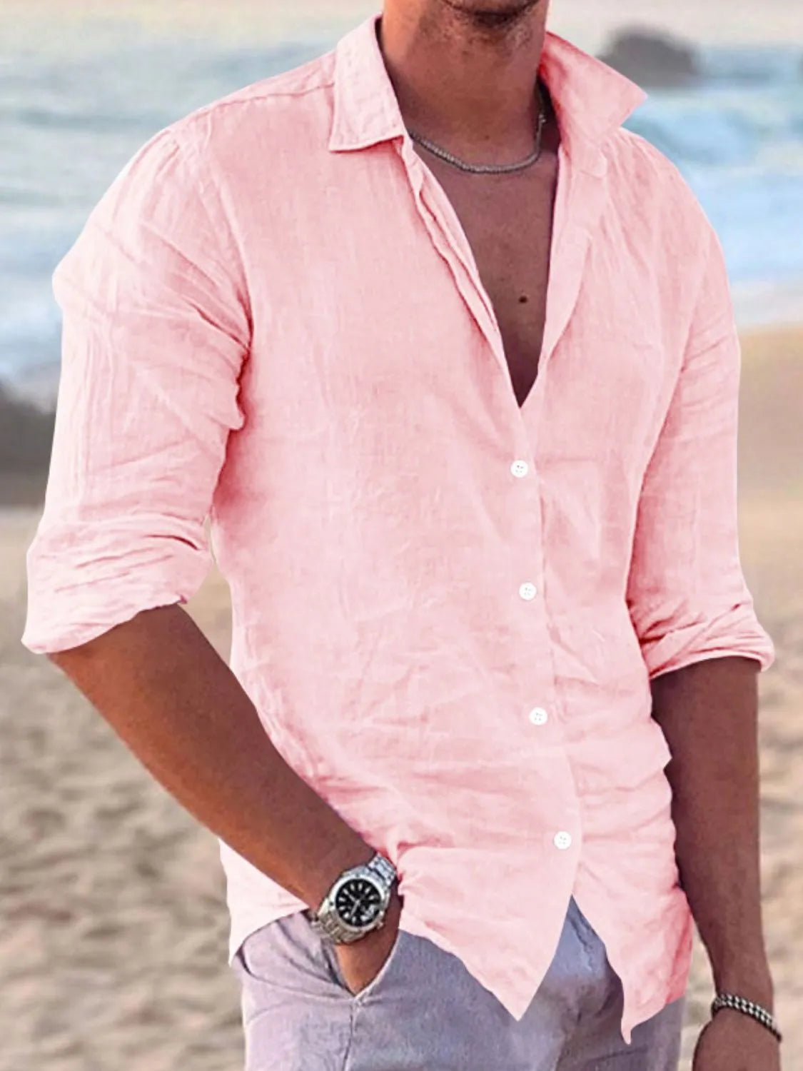 Men's Full Size Button Up Long Sleeve Shirt Plus Size - Tigbul's Variety Fashion Shop