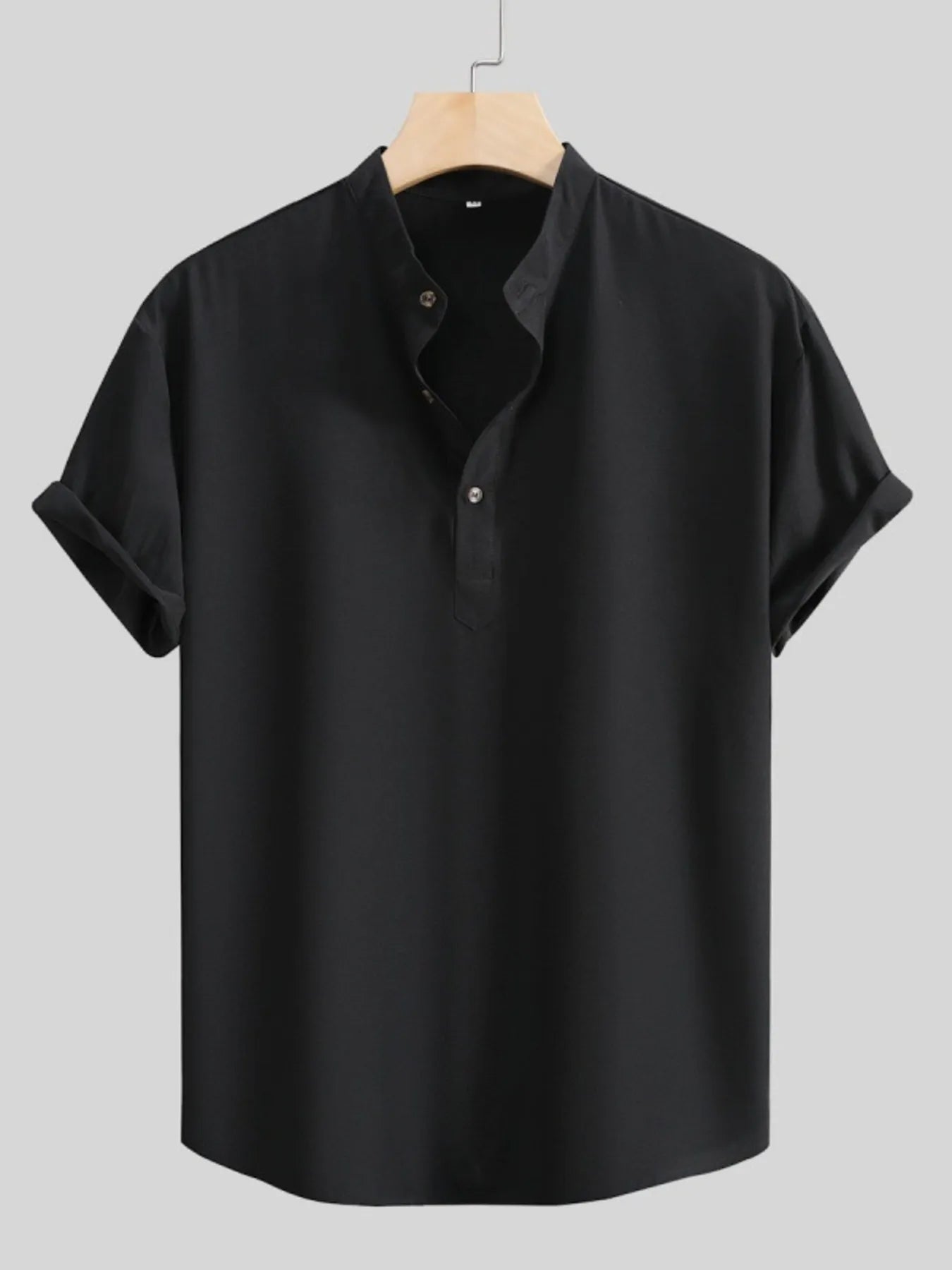 Men's Button Detail Short Sleeve Blouse - Tigbul's Variety Fashion Shop