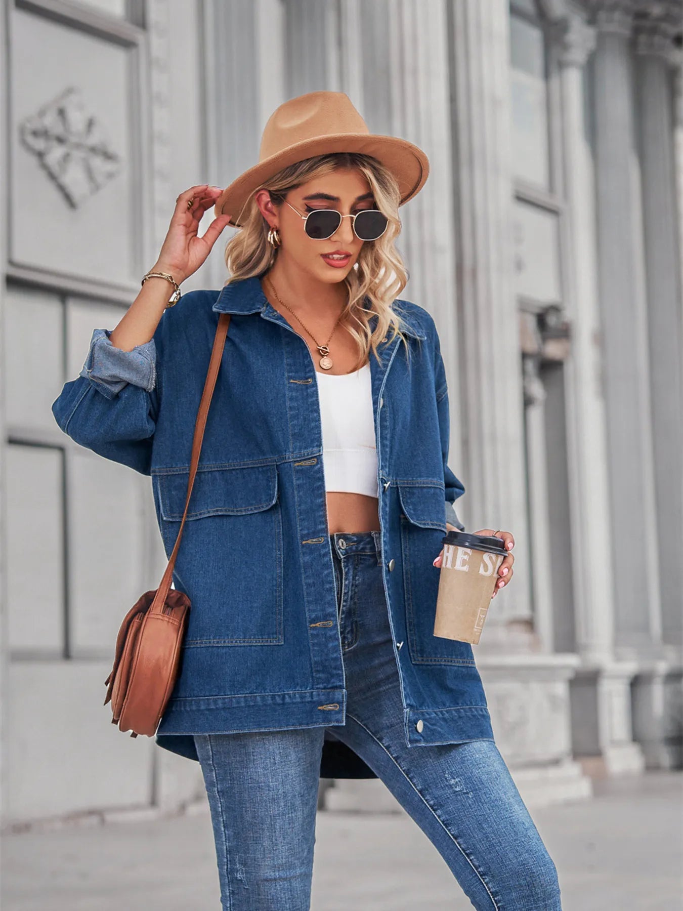 Button Up Long Sleeve Denim Jacket - Tigbul's Variety Fashion Shop