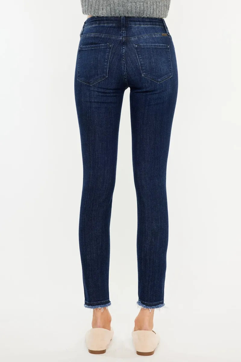 Kancan High-Rise Slim Fit Raw Hem Ankle Jeans - Tigbul's Variety Fashion Shop