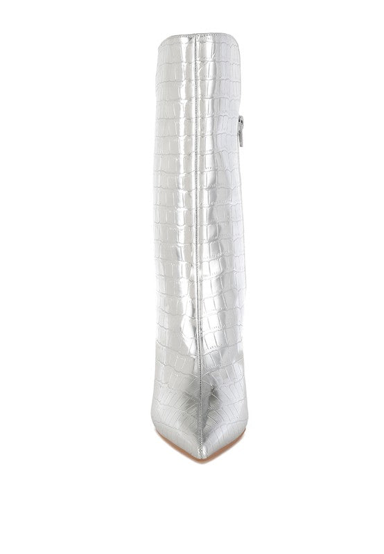 Kultrus Croco Stiletto Heel Mid-Calf Boots - Tigbul's Variety Fashion Shop