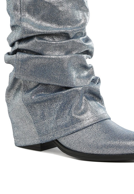Capella Fold-Over Slouchy Denim Boot - Tigbul's Variety Fashion Shop
