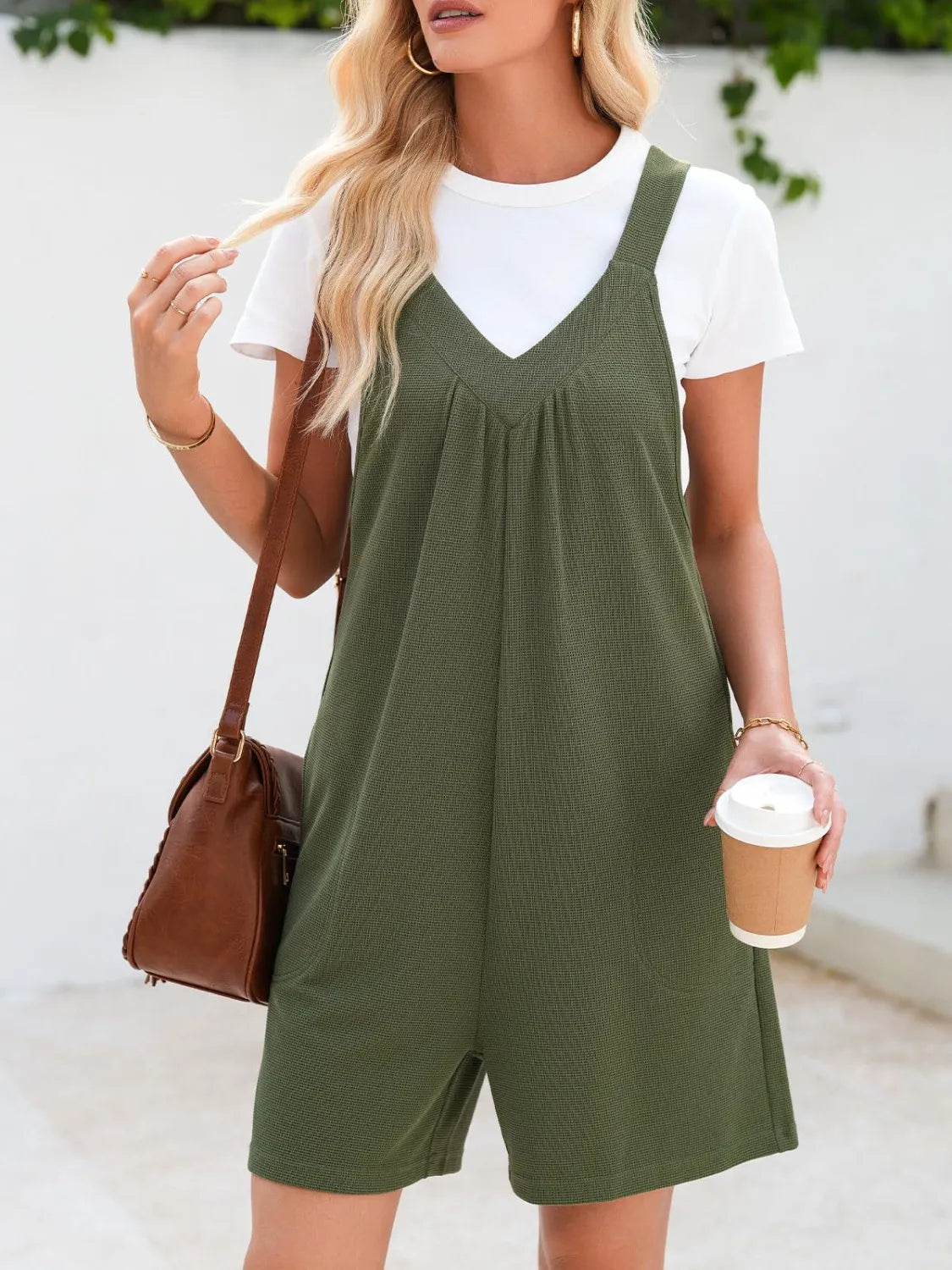 V-Neck Wide Strap Romper - Tigbul's Variety Fashion Shop
