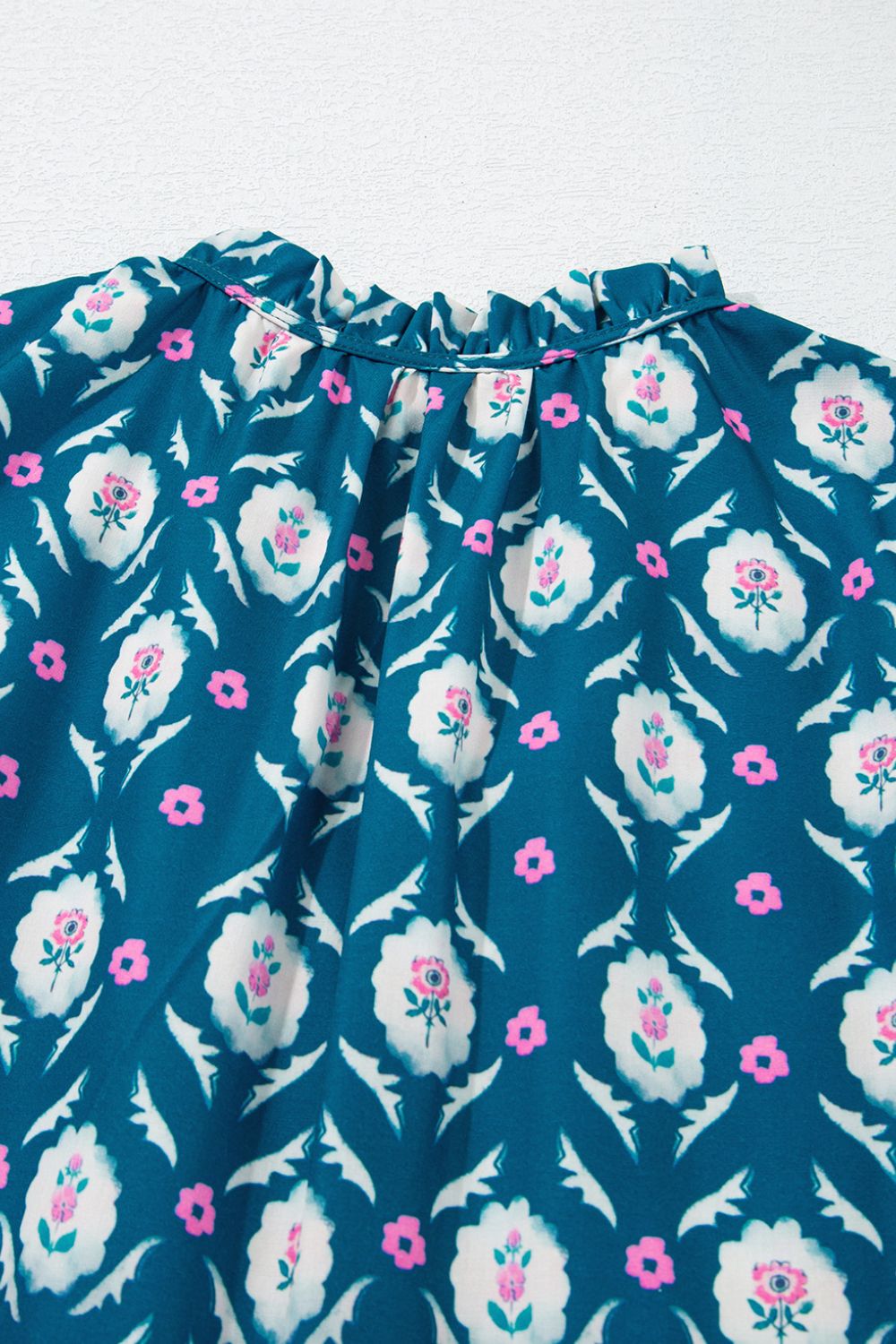 Printed Tie Neck Ruffled Cap Sleeve Dress - Tigbul's Variety Fashion Shop