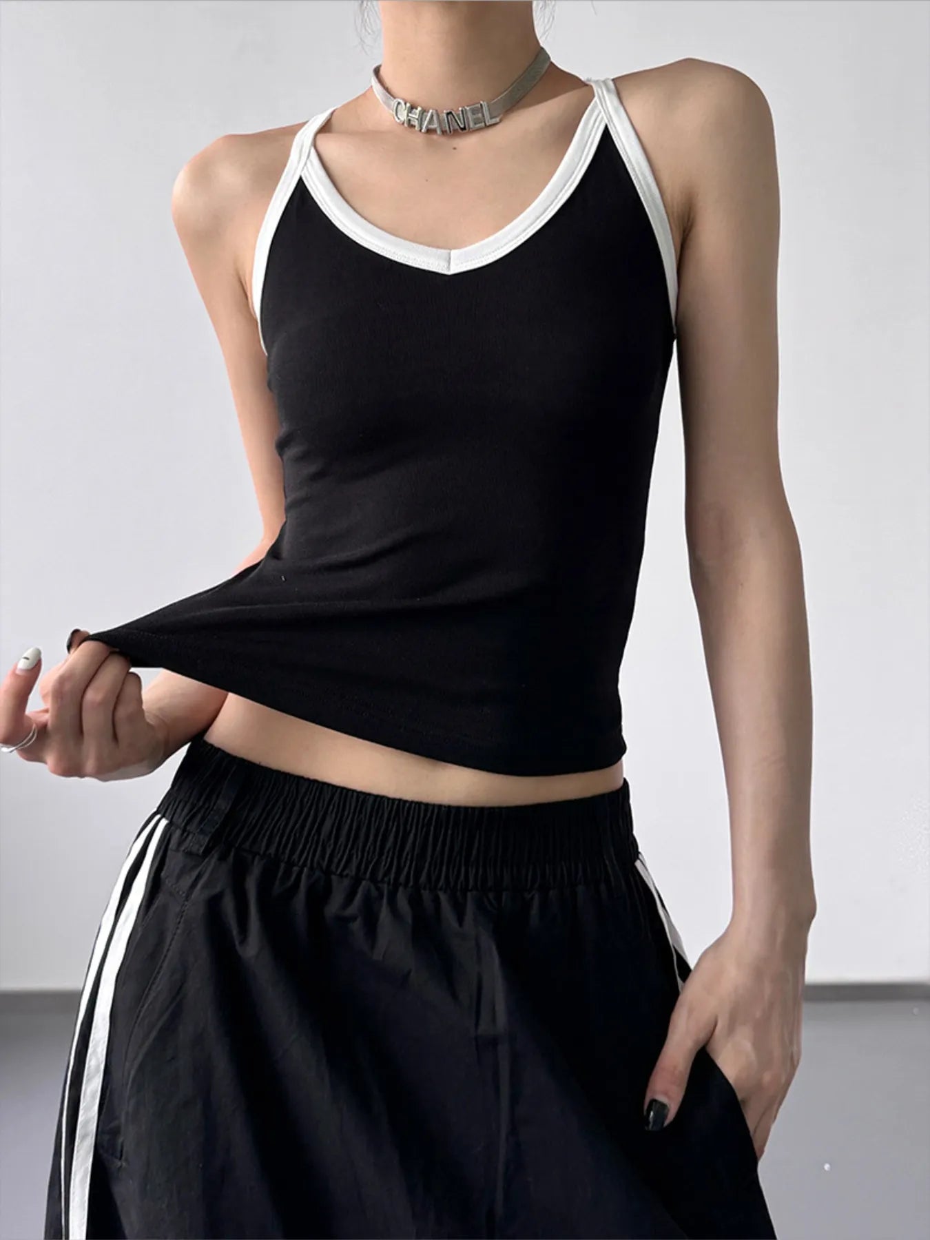 Contrast Trim Cami Top - Tigbul's Variety Fashion Shop