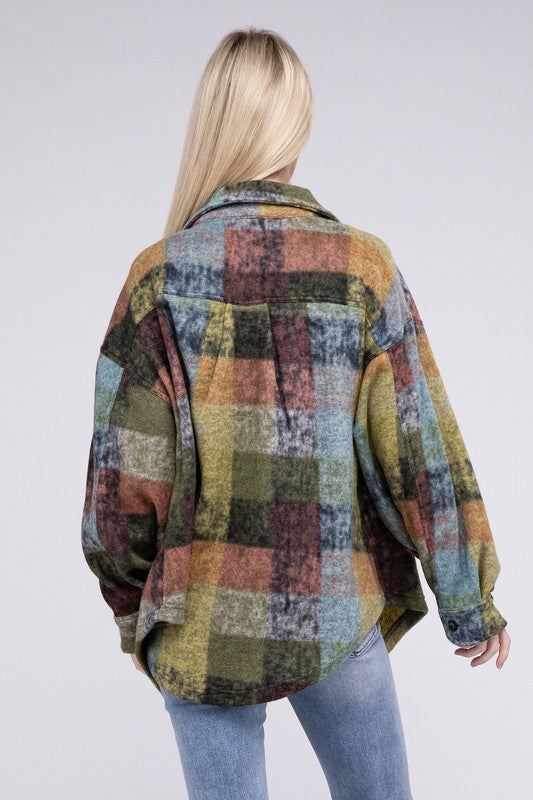 Loose Fit Buttoned Down Check Shirt Jacket - Tigbul's Variety Fashion Shop