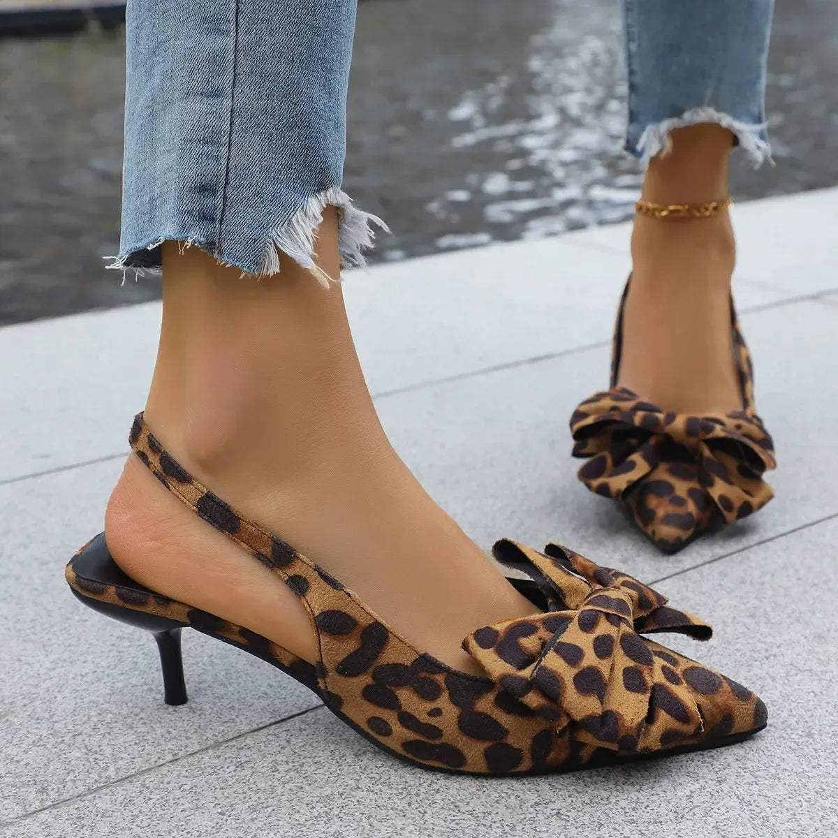Bow Point Toe Kitten Heels Pumps - Tigbul's Variety Fashion Shop