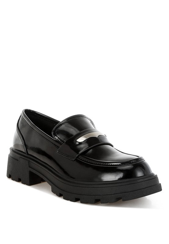 Gleam Stride Faux Leather Chunky Loafers - Tigbul's Variety Fashion Shop
