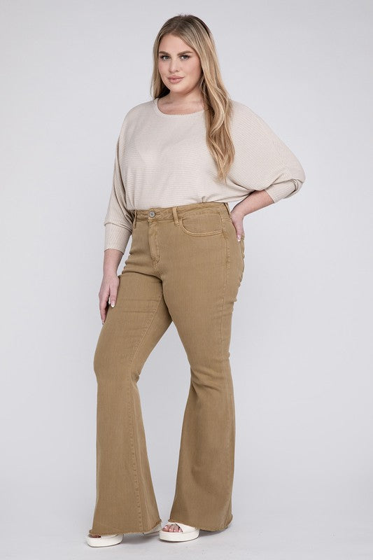 Plus Size High Rise Super Flare Jeans - Tigbul's Variety Fashion Shop